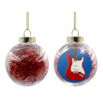 Guitar stratocaster, Transparent Christmas tree ball ornament with red filling 8cm