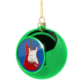 Guitar stratocaster, Green Christmas tree ornament ball 8cm