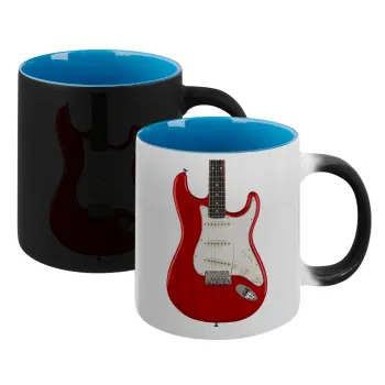 Guitar stratocaster, Κούπα Μαγική εσωτερικό μπλε, κεραμική 330ml που αλλάζει χρώμα με το ζεστό ρόφημα