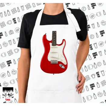 Guitar stratocaster, Ποδιά μακριά Σεφ ολόσωμη με τσέπες white (ΕΝΗΛΙΚΩΝ)