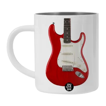 Guitar stratocaster, BIG Mug Stainless steel double wall (450ml, White)