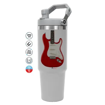 Guitar stratocaster, GREY color, 890ml (30oz) stainless Steel Tumbler with Handle