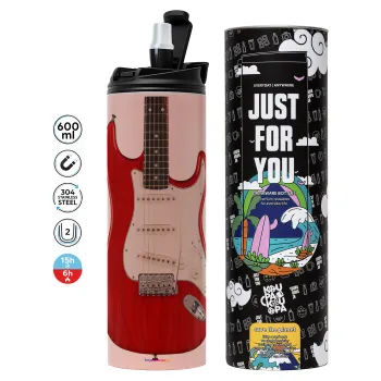 Guitar stratocaster, Tumbler stainless steel PINK 600ml