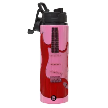 Guitar stratocaster, Μεταλλικό παγούρι νερού με καπάκι ασφαλείας, αλουμινίου 850ml