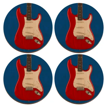 Guitar stratocaster, ΣΕΤ x4 Σουβέρ ξύλινα στρογγυλά plywood (9cm)