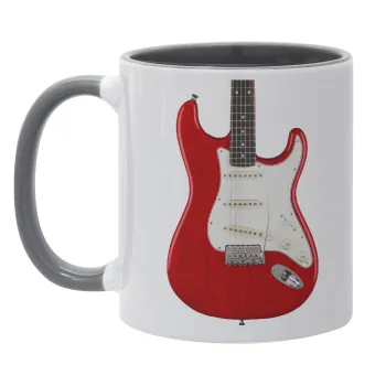 Guitar stratocaster, Mug colored grey, ceramic, 330ml