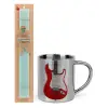 Easter Set, metallic thermal cup (300ml) & aromatic flat Easter candle (30cm) (TURQUOISE)