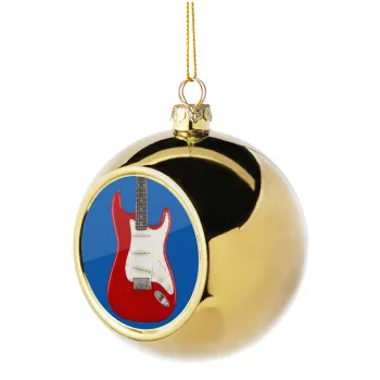 Guitar stratocaster, Golden Christmas tree ball ornament 8cm