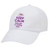 KEEP CALM baby girl is coming soon!!!, Καπέλο ενηλίκων Jockey Λευκό (snapback, 5-φύλλο, unisex)
