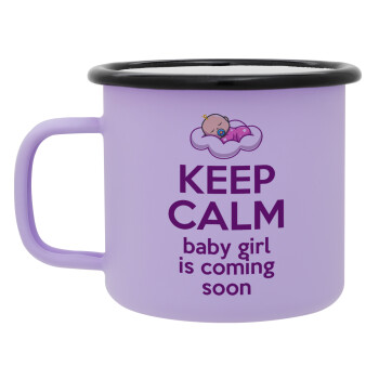 KEEP CALM baby girl is coming soon!!!, Κούπα Μεταλλική εμαγιέ ΜΑΤ Light Pastel Purple 360ml