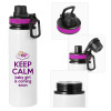 Metallic water bottle with safety lid, 850ml aluminum