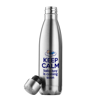 KEEP CALM baby boy is coming soon!!!, Inox (Stainless steel) double-walled metal mug, 500ml