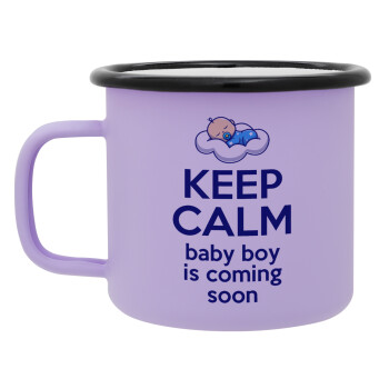 KEEP CALM baby boy is coming soon!!!, Κούπα Μεταλλική εμαγιέ ΜΑΤ Light Pastel Purple 360ml