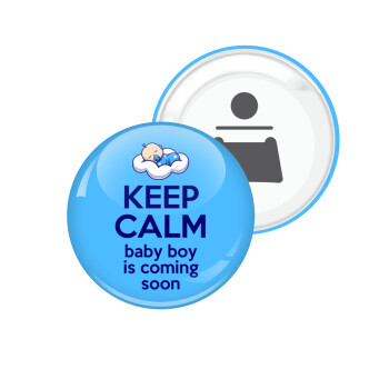 KEEP CALM baby boy is coming soon!!!, Μαγνητάκι και ανοιχτήρι μπύρας στρογγυλό διάστασης 5,9cm