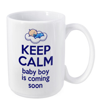 KEEP CALM baby boy is coming soon!!!, Κούπα Mega, κεραμική, 450ml