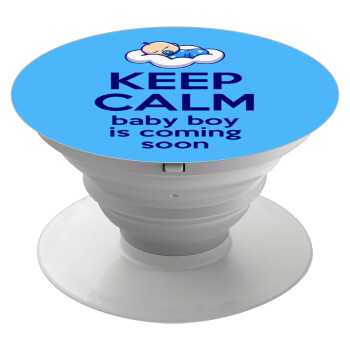 KEEP CALM baby boy is coming soon!!!, Phone Holders Stand  White Hand-held Mobile Phone Holder