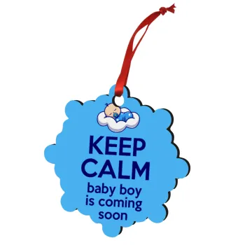KEEP CALM baby boy is coming soon!!!, Στολίδι Χριστουγεννιάτικο στολίδι snowflake ξύλινο 7.5cm