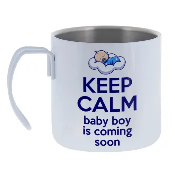 KEEP CALM baby boy is coming soon!!! — Κούπα Ανοξείδωτη διπλού τοιχώματος 400ml