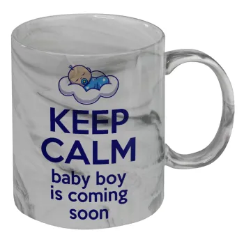 KEEP CALM baby boy is coming soon!!!, Κούπα κεραμική, marble style (μάρμαρο), 330ml