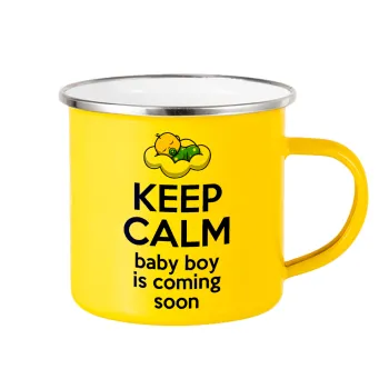 KEEP CALM baby boy is coming soon!!!, Yellow Enamel Metallic Cup 360ml