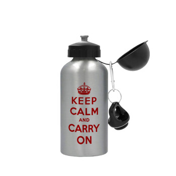 KEEP CALM  and carry on, Metallic water jug, Silver, aluminum 500ml