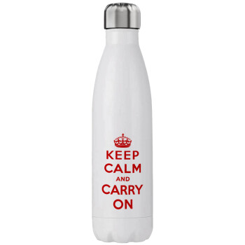 KEEP CALM  and carry on, Μεταλλικό παγούρι θερμός (Stainless steel), διπλού τοιχώματος, 750ml