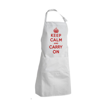 KEEP CALM  and carry on, Adult Chef Apron (with sliders and 2 pockets)