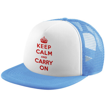 KEEP CALM  and carry on, Καπέλο Soft Trucker με Δίχτυ Γαλάζιο/Λευκό