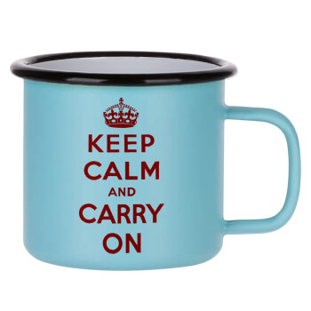 KEEP CALM  and carry on, Κούπα Μεταλλική εμαγιέ ΜΑΤ σιέλ 360ml