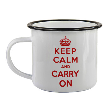 KEEP CALM  and carry on, Κούπα εμαγιέ με μαύρο χείλος 360ml