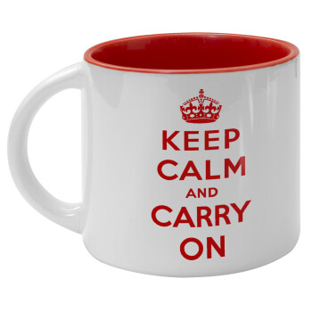 KEEP CALM  and carry on, Κούπα κεραμική 400ml Λευκή/Κόκκινη