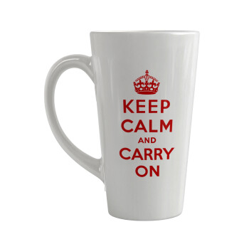 KEEP CALM  and carry on, Κούπα κωνική Latte Μεγάλη, κεραμική, 450ml