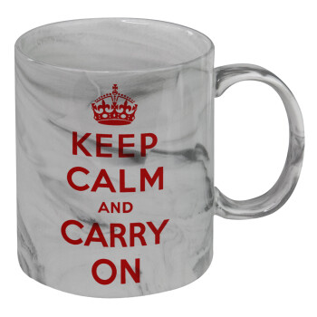 KEEP CALM  and carry on, Κούπα κεραμική, marble style (μάρμαρο), 330ml