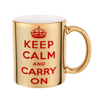 KEEP CALM  and carry on, Mug ceramic, gold mirror, 330ml