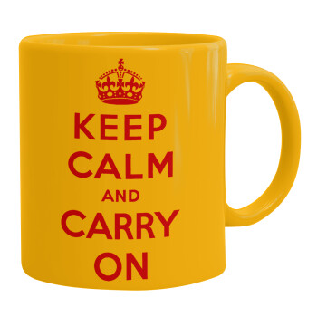 KEEP CALM  and carry on, Ceramic coffee mug yellow, 330ml (1pcs)
