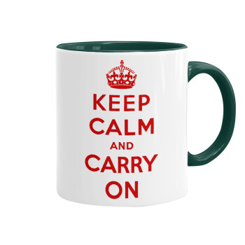 KEEP CALM  and carry on, Mug colored green, ceramic, 330ml