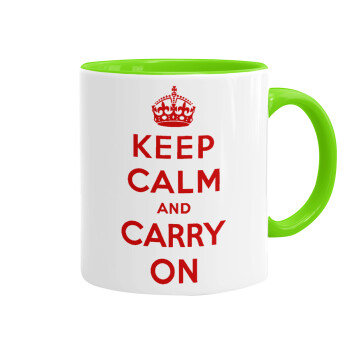 KEEP CALM  and carry on, Mug colored light green, ceramic, 330ml