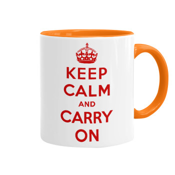 KEEP CALM  and carry on, Mug colored orange, ceramic, 330ml