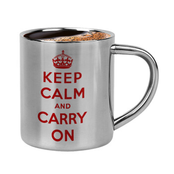 KEEP CALM  and carry on, Κουπάκι μεταλλικό διπλού τοιχώματος για espresso (220ml)