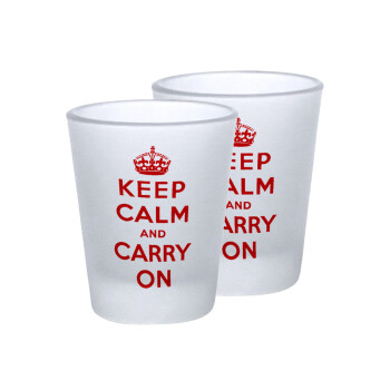 KEEP CALM  and carry on, Σφηνοπότηρα γυάλινα 45ml του πάγου (2 τεμάχια)