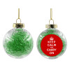 Transparent Christmas tree ball ornament with green filling 8cm