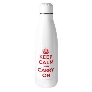 KEEP CALM  and carry on, Μεταλλικό παγούρι θερμός (Stainless steel), 500ml