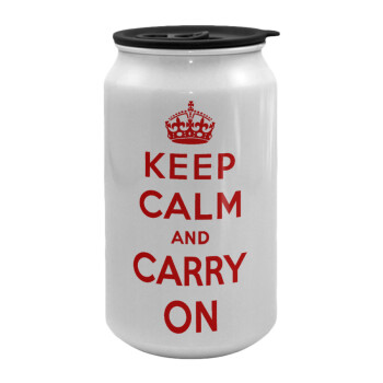 KEEP CALM  and carry on, Κούπα ταξιδιού μεταλλική με καπάκι (tin-can) 500ml