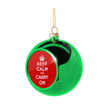 KEEP CALM  and carry on, Χριστουγεννιάτικη μπάλα δένδρου Πράσινη 8cm