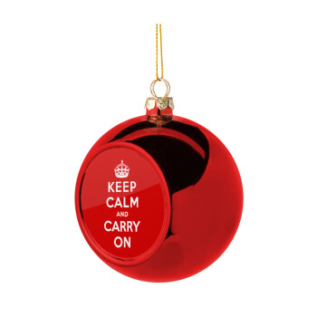 KEEP CALM  and carry on, Χριστουγεννιάτικη μπάλα δένδρου Κόκκινη 8cm