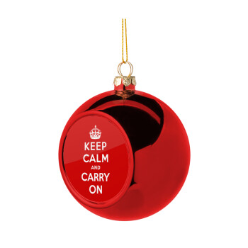 KEEP CALM  and carry on, Christmas tree ball Red 8cm
