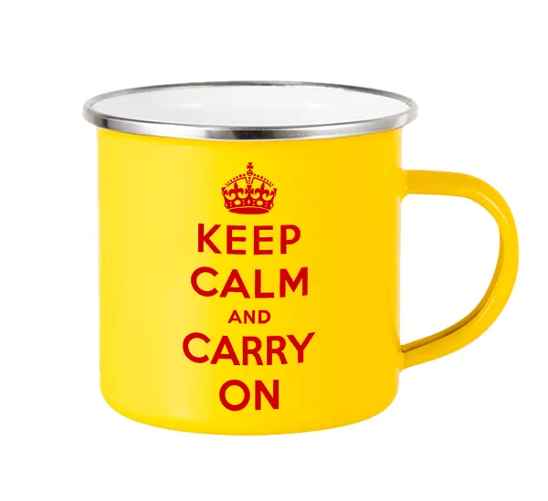KEEP CALM  and carry on — Κούπα Μεταλλική εμαγιέ Κίτρινη 360ml