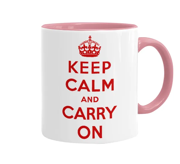 KEEP CALM  and carry on — Mug colored pink, ceramic, 330ml