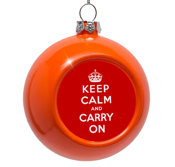 KEEP CALM  and carry on — Στολίδι Χριστουγεννιάτικη μπάλα δένδρου Πορτοκαλί 8cm