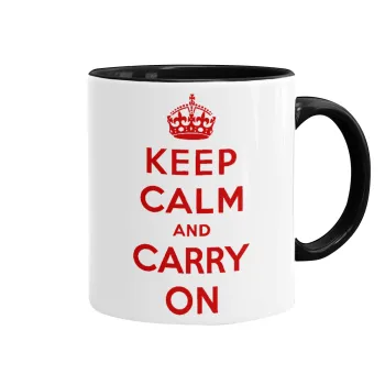 KEEP CALM  and carry on, Mug colored black, ceramic, 330ml